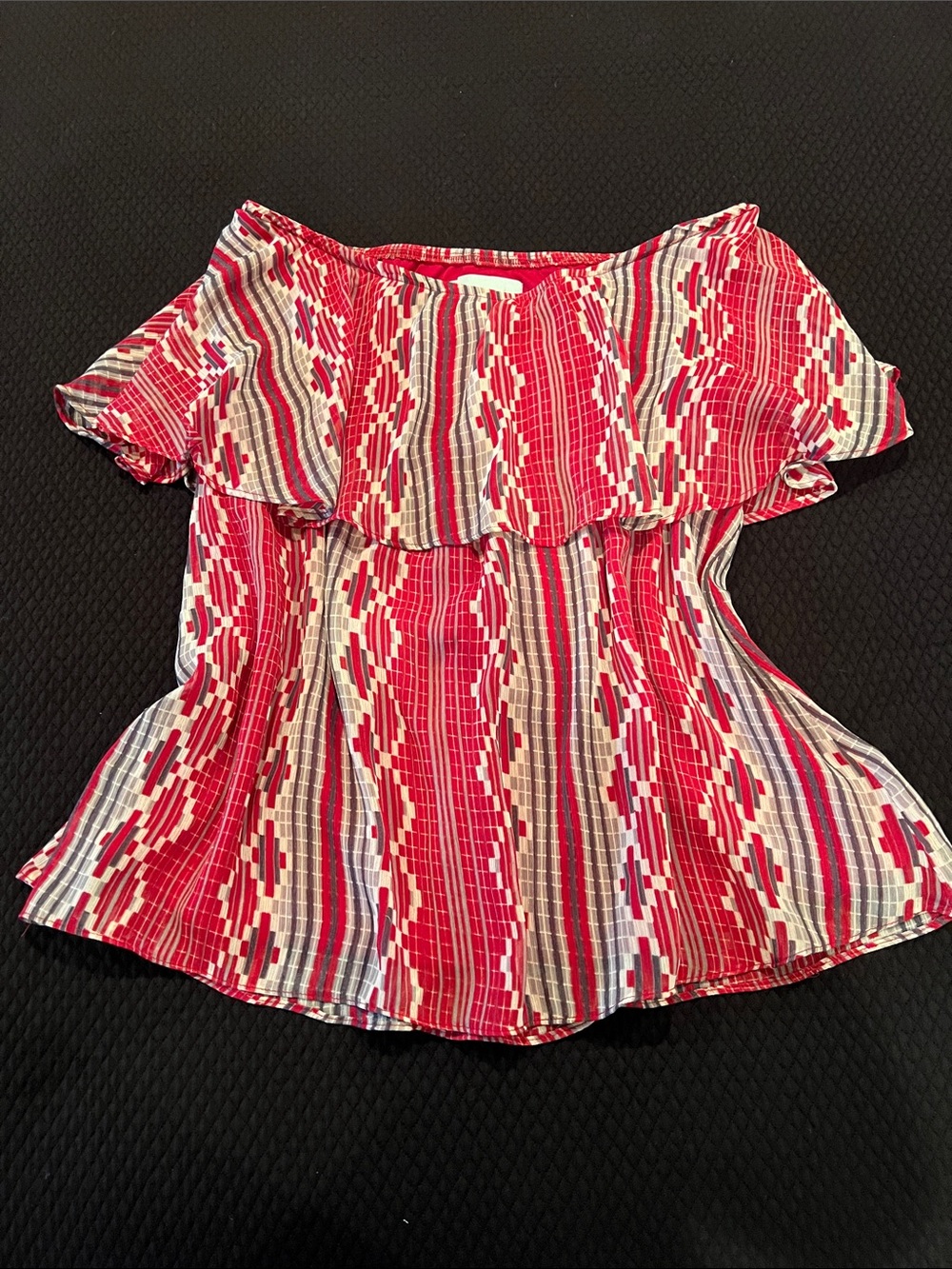Judith March Crimson Red, White & Grey Tube Top. Great Game Day Top